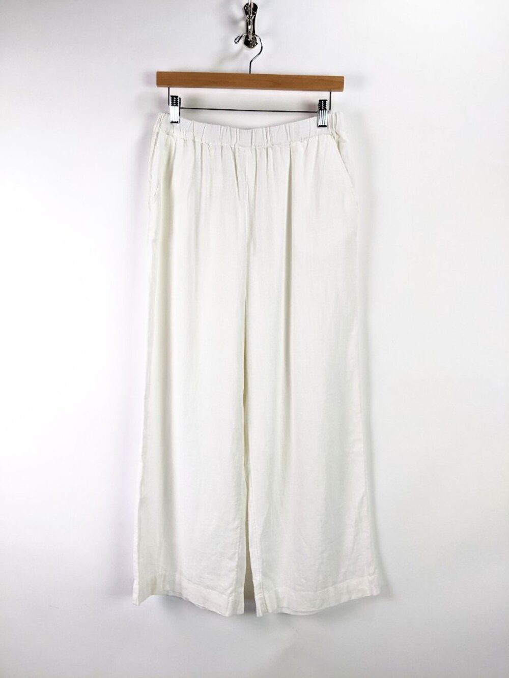 Caslon Womens Linen Rayon Blend Wide Leg Pull-on Pants in Ivory Size Petite S